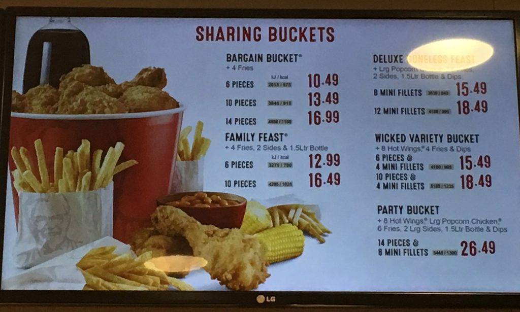 kfc drinks prices