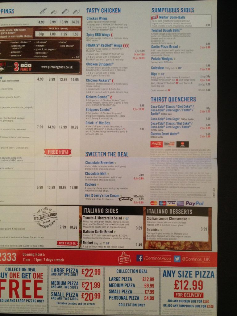 Domino's Menu Prices UK - Price List [updated June 2022]