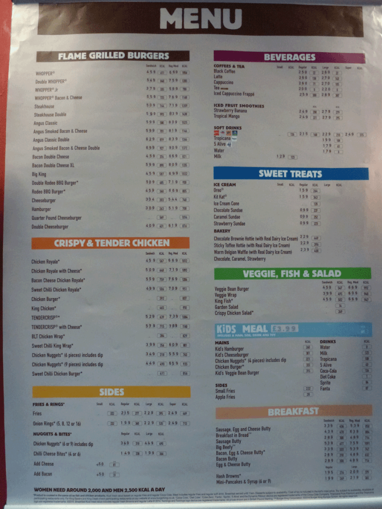 Burger-King-Menu-2015 - Fast food menu & prices UK