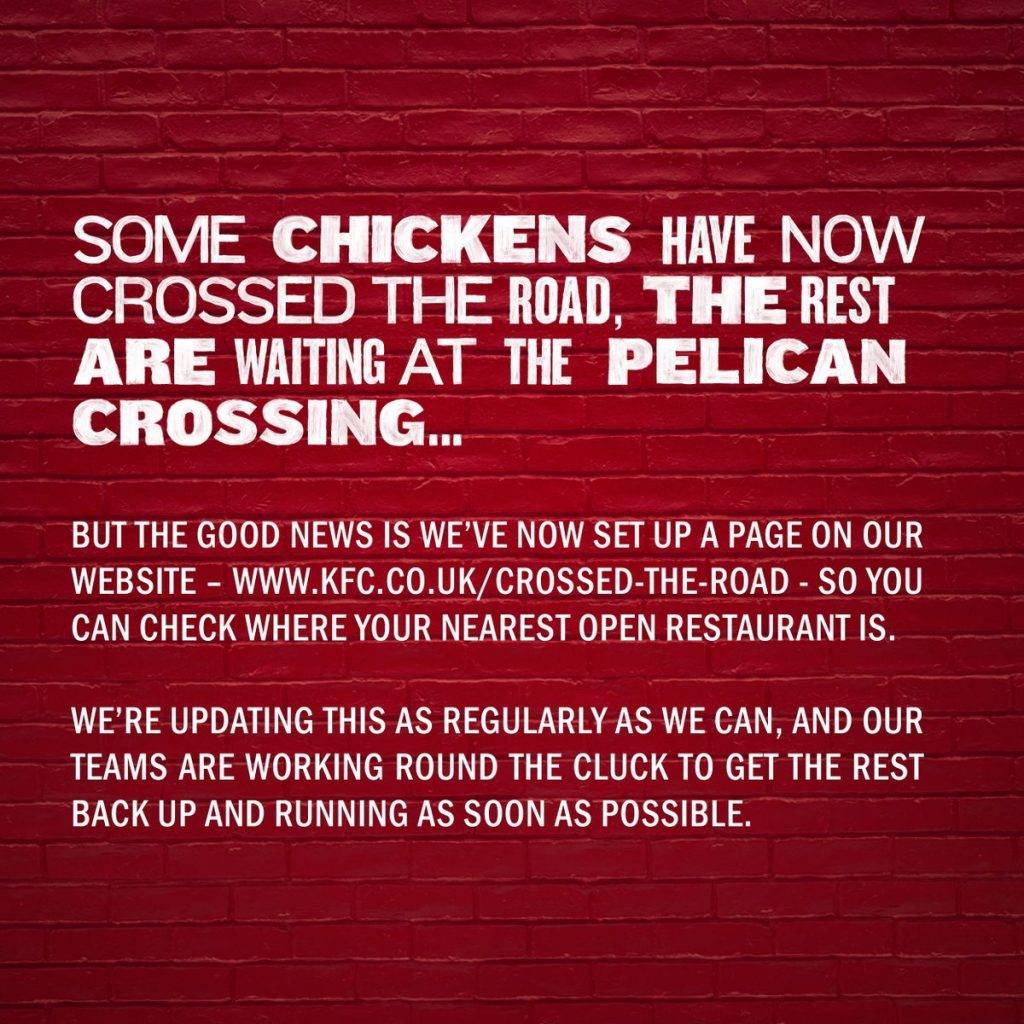 KFC continues to have problems with their chicken deliveries - Fast food menu & prices UK